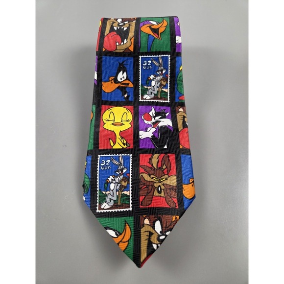Looney Tunes Mania Other - Vintage 1997 Looney Tunes Stamp Collection Warner Bros Men's Tie 54"